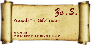 Zsupán Sándor névjegykártya